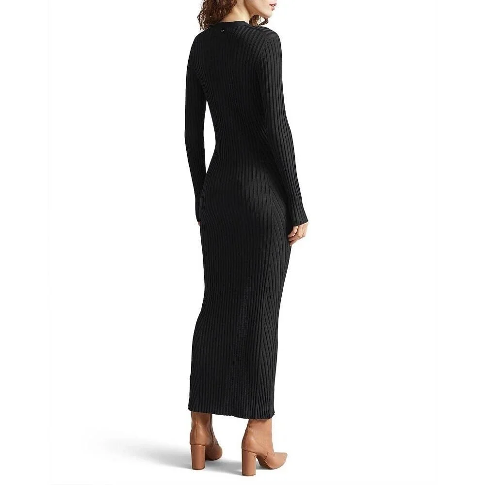 NEW Ted Baker Nardaa Longline Cardigan Dress Ribbed MEDIUM Black Viscose - Picture 10 of 16